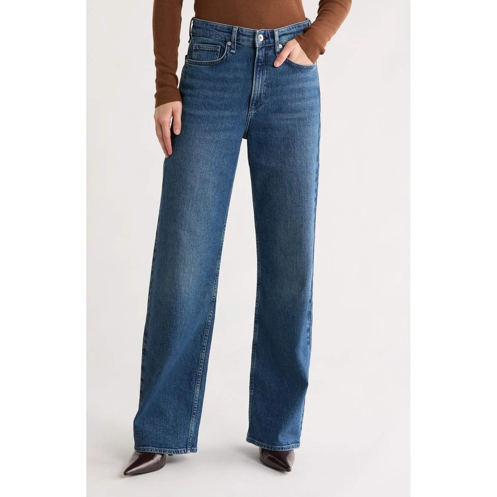 Rag & Bone Lori Mid-Rise Wide Leg Jeans Blue Denim 29 Capsule Wardrobe Classic